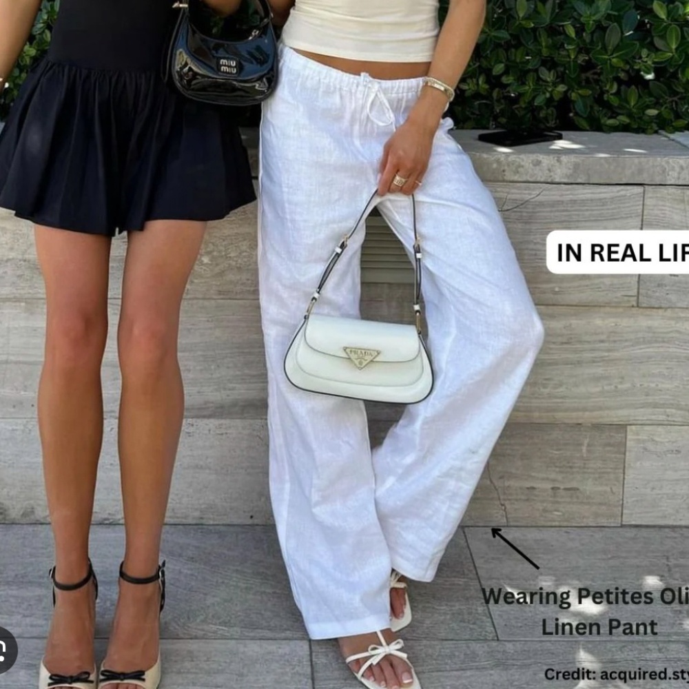 Reformation White Linen Straight-Leg Pants